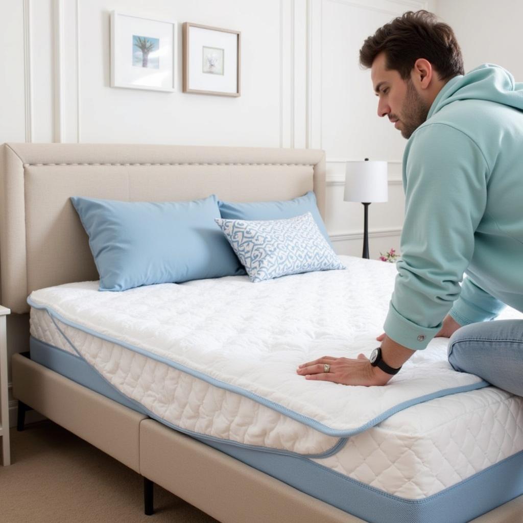 Person Selecting a Mattress Topper