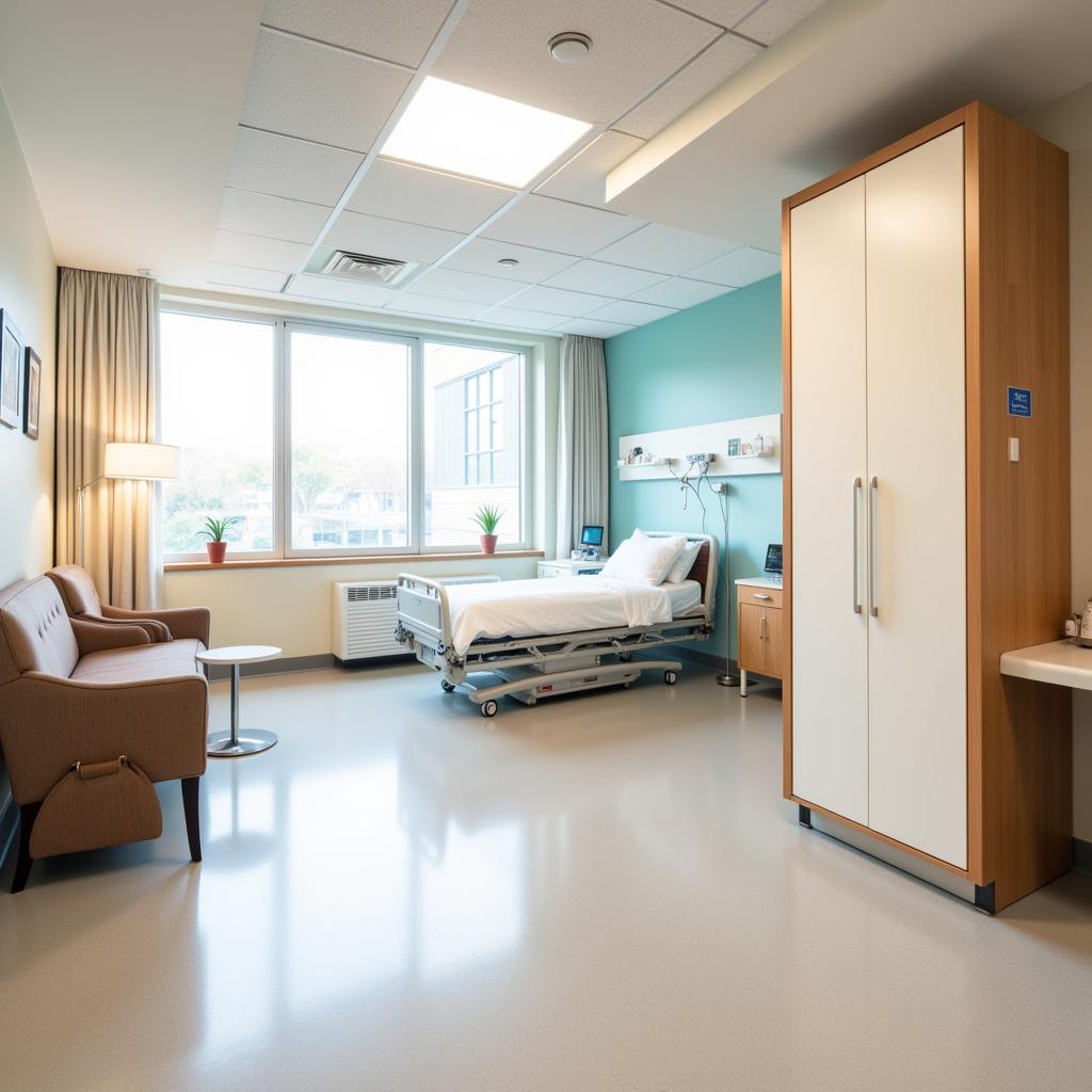 Bright and modern hospital patient room