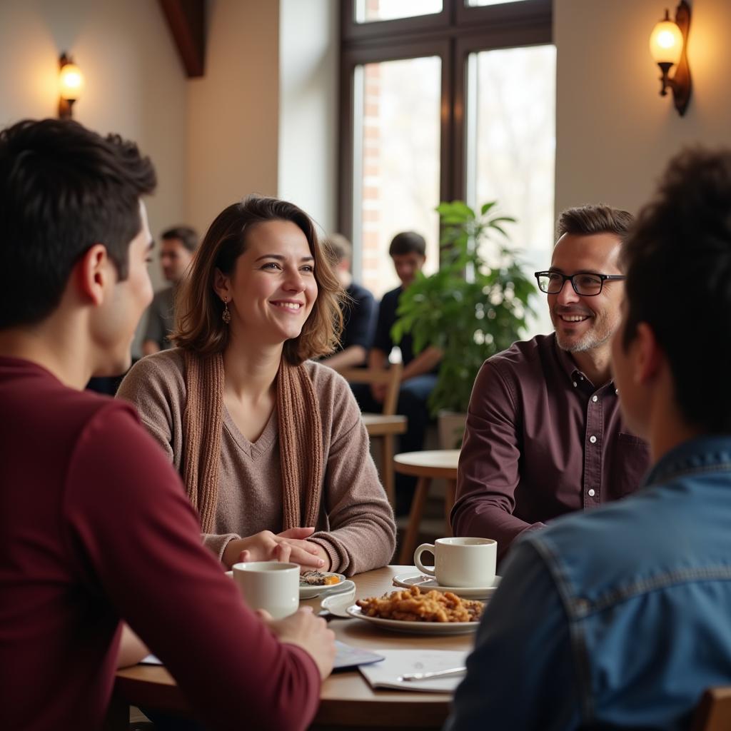 People engaged in a church small group discussion