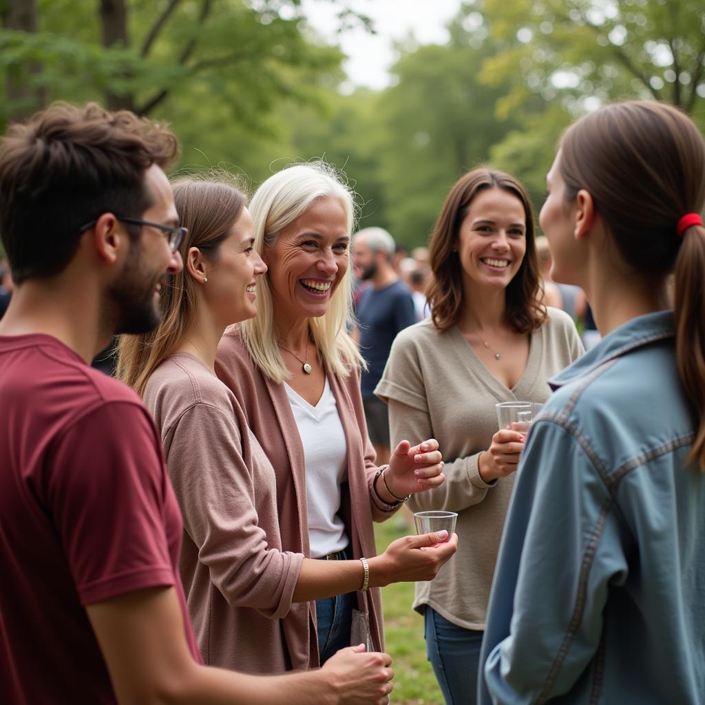 Church members socializing