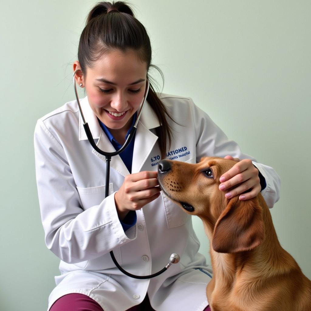  A Citypaws Animal Hospital veterinarian conducts a thorough examination of a dog. 