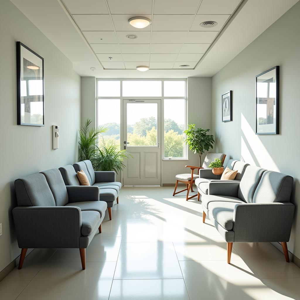 Bright and inviting waiting area of a modern animal hospital