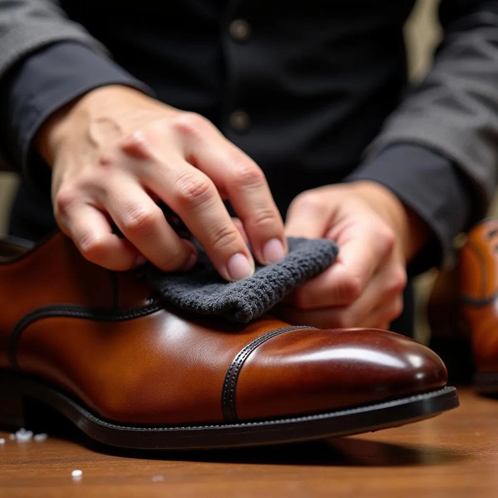 Cobbler Polishing Shoes