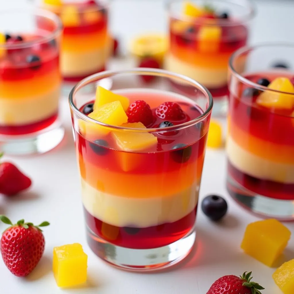 Colorful jello cups with fruit