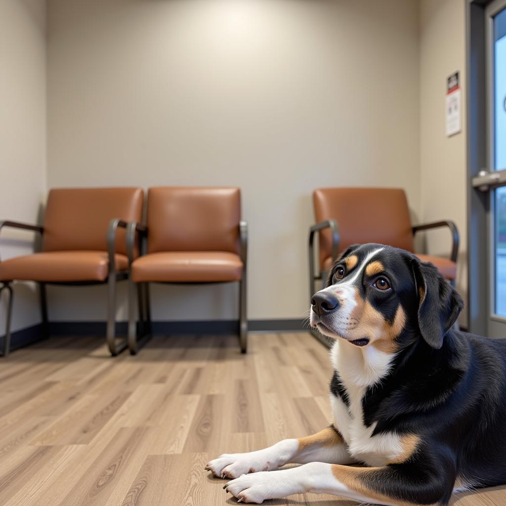 Calm Dog in a Bismarck Animal Hospital Waiting Room