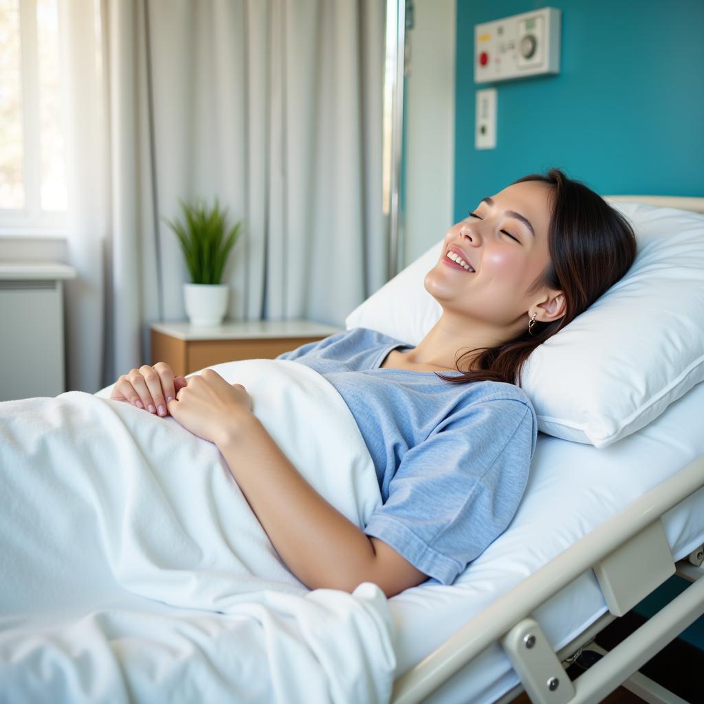 Comfortable Patient Resting in Hospital Bed