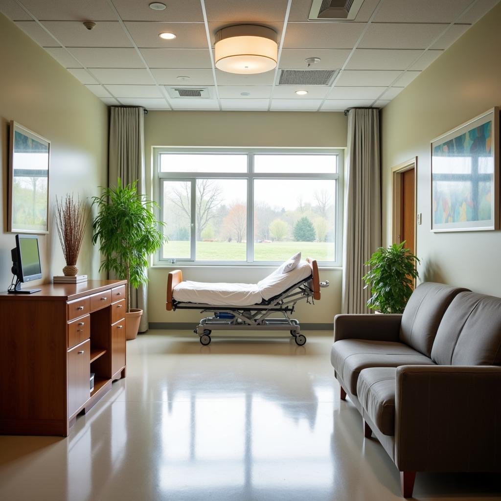 A comfortable and well-equipped patient room