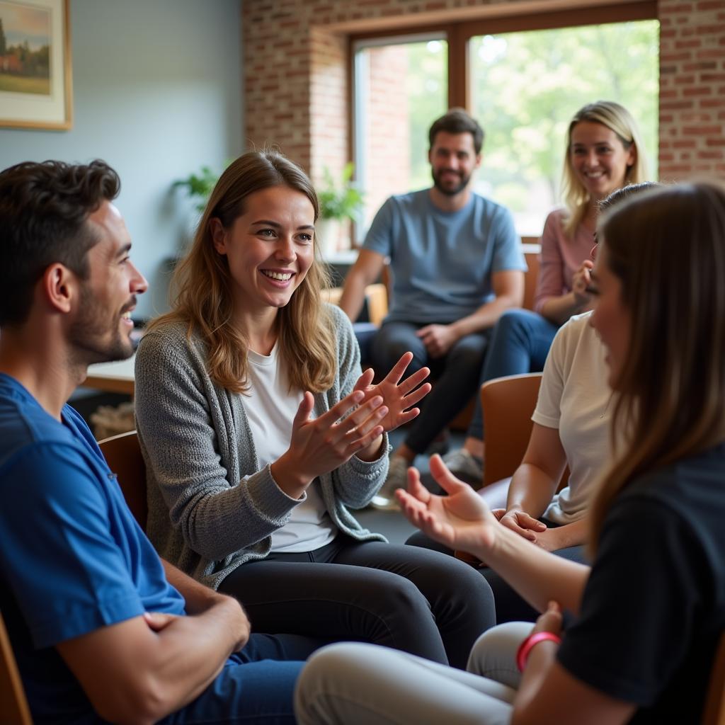 Support group session at a continental rehab hospital