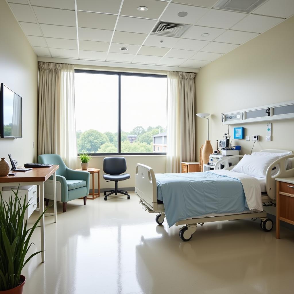 Comfortable and modern hospital patient room