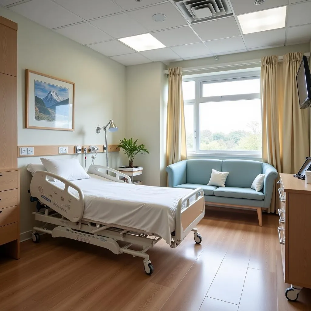 Comfortable patient room in Danderyd Hospital