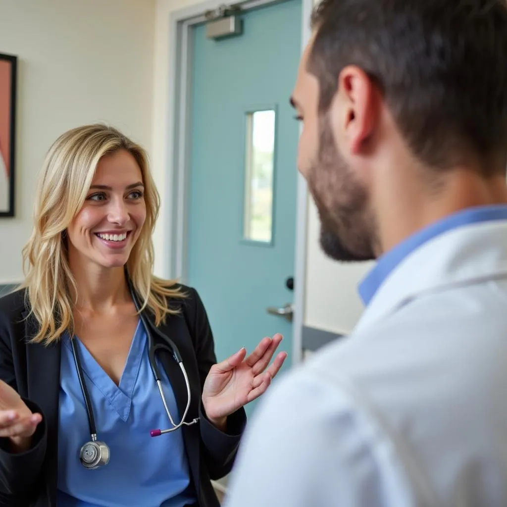 Deaf Patient Smiles During Consultation with Doctor