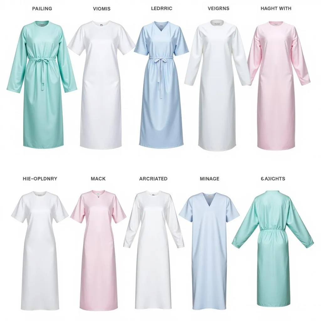 Various hospital gown styles