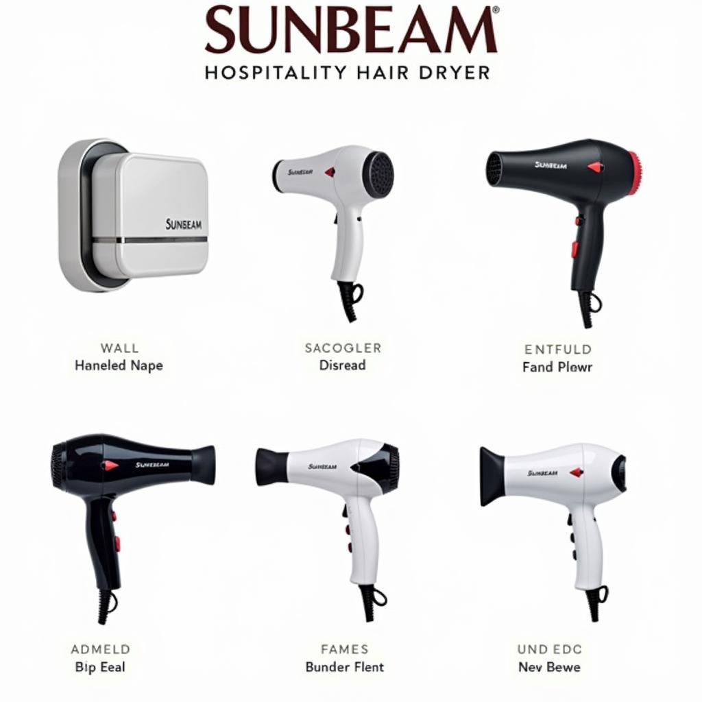 Various Sunbeam hospitality hair dryer models