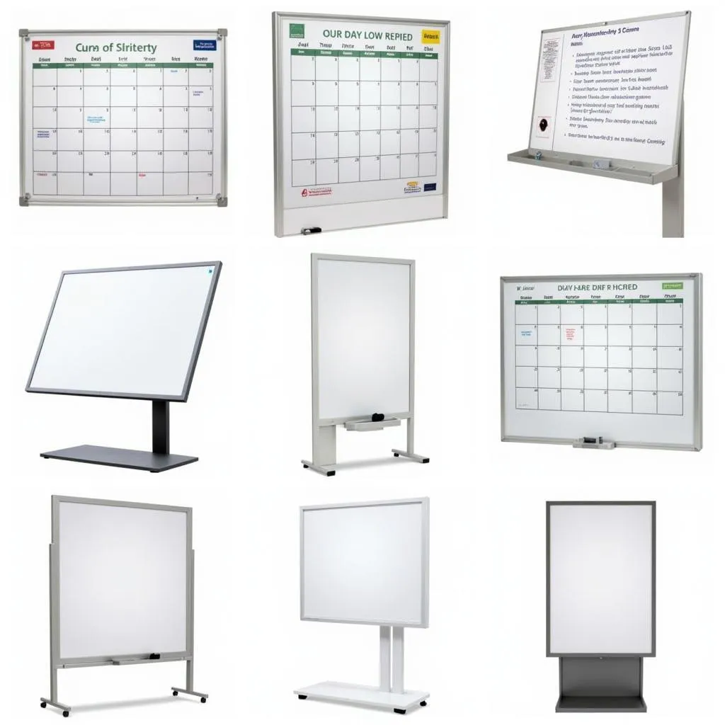 Various styles of hospital dry erase boards