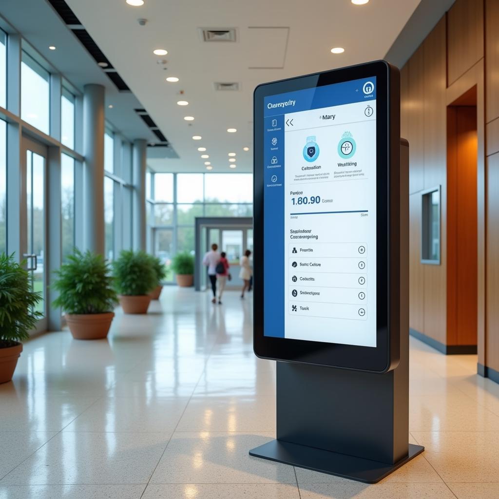 Interactive Digital Directory Kiosk in Hospital Lobby