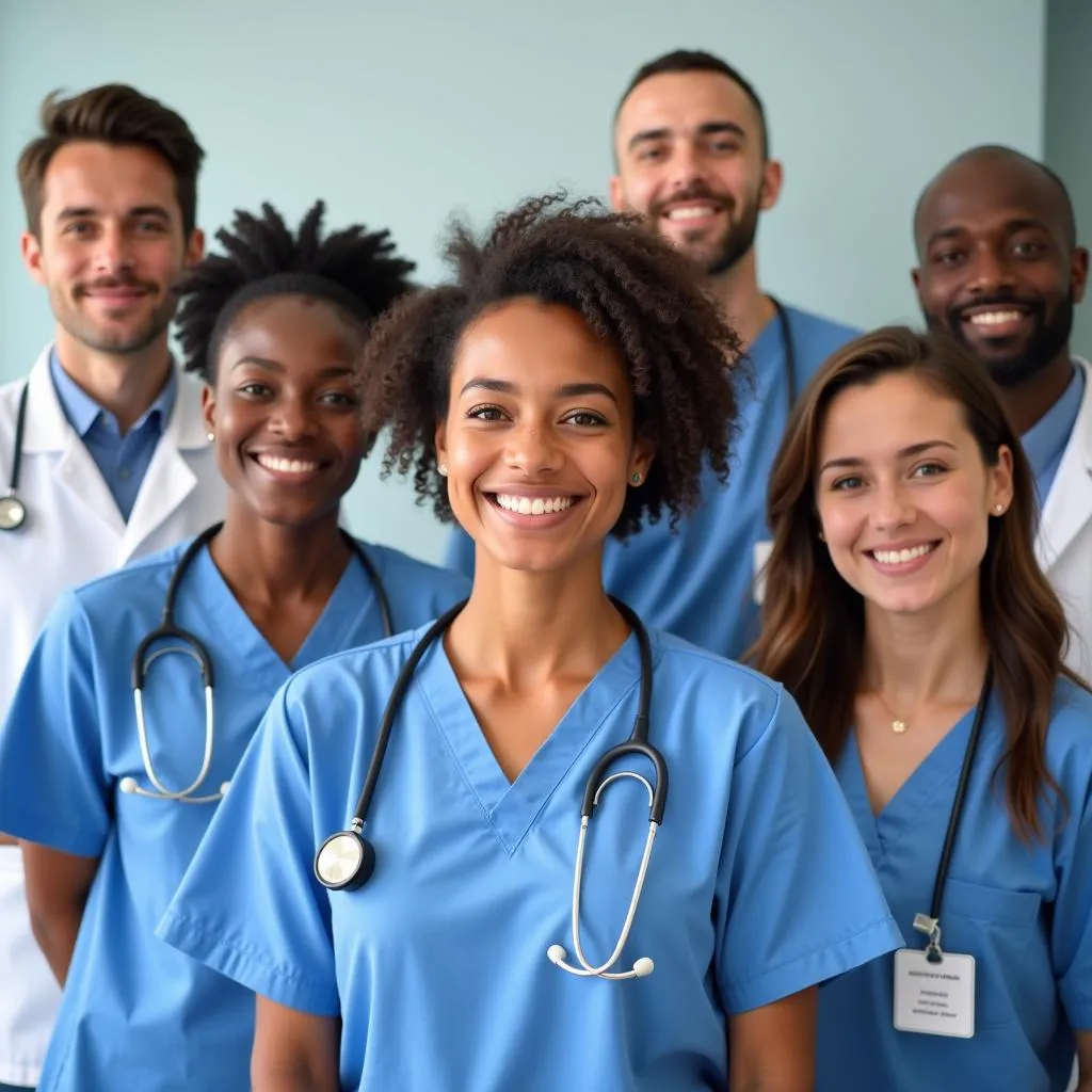 Diverse group of medical professionals smiling