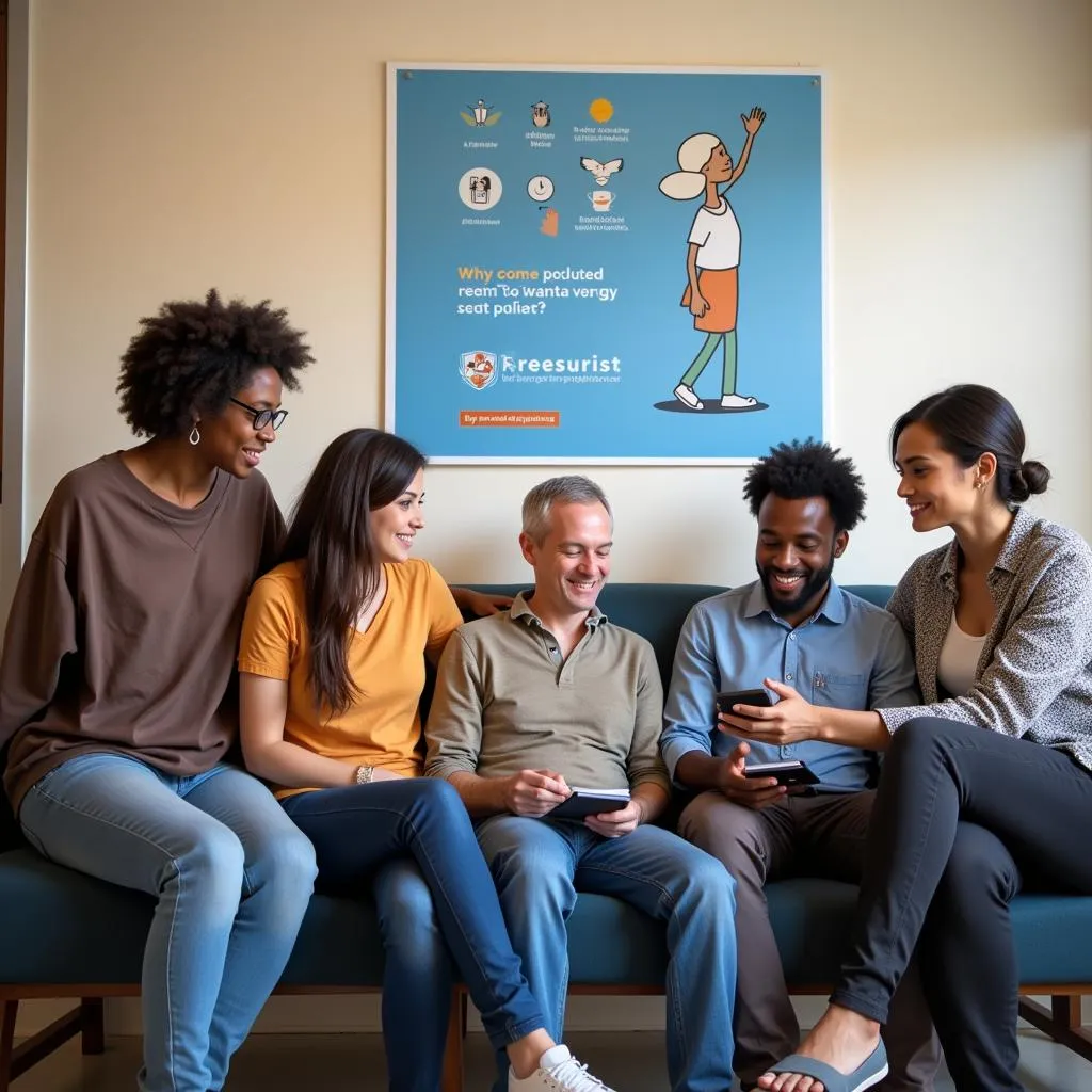 Diverse Group of People Reading Hospital PSA Poster