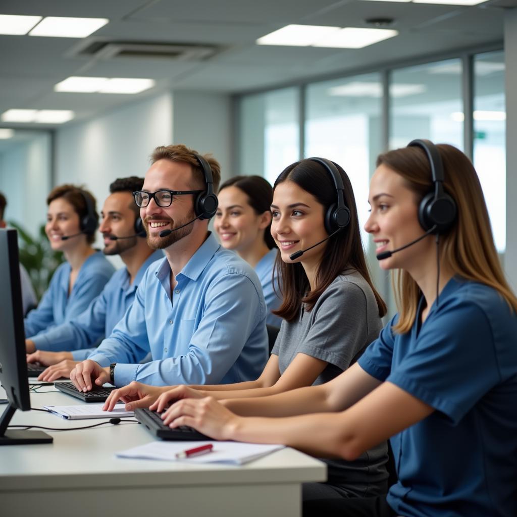 Diverse Team of Hospital Call Center Representatives