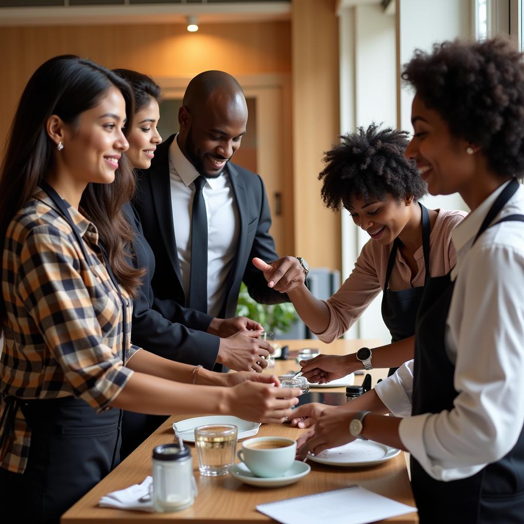 Diverse Group of Hospitality Professionals Collaborating