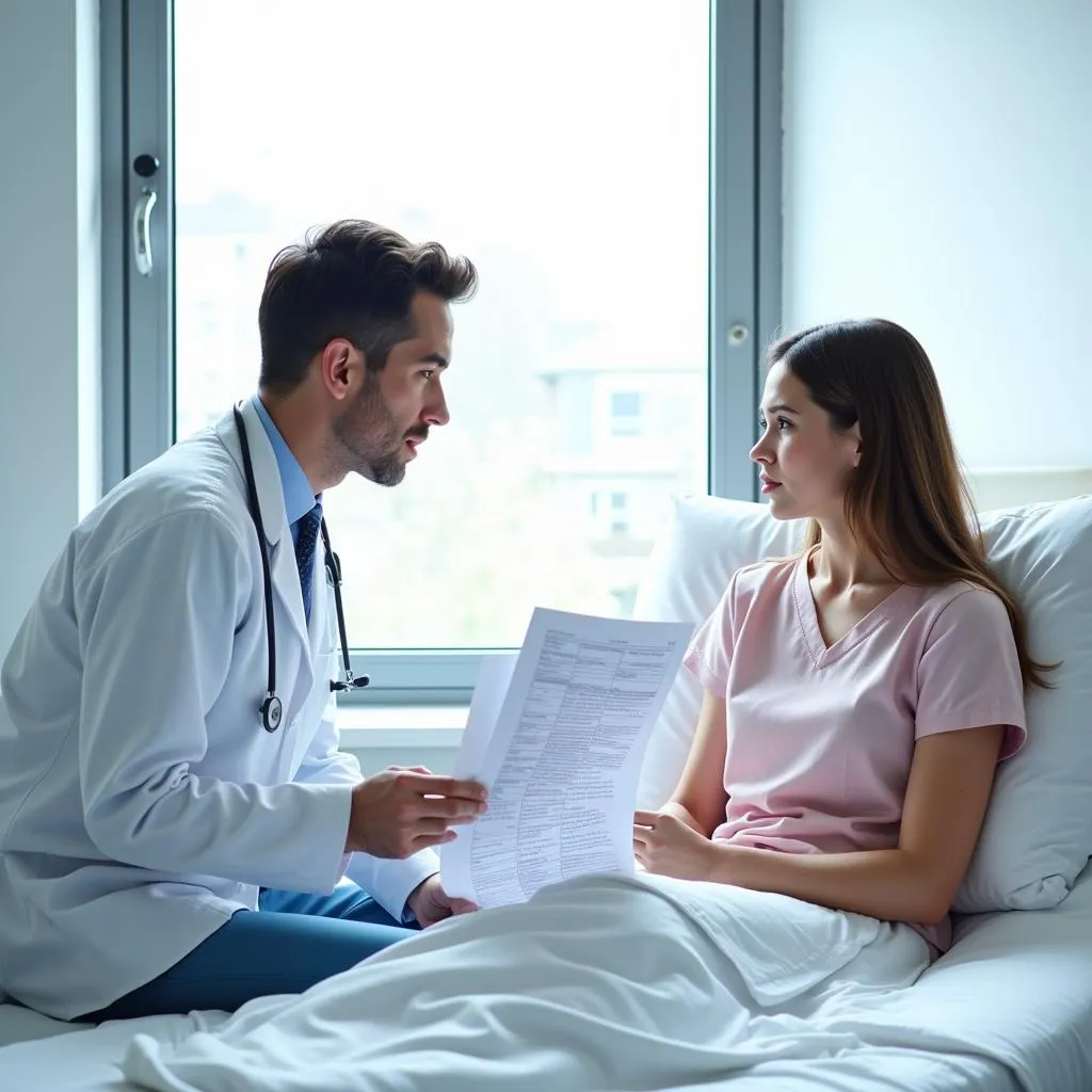 Doctor and Patient Discussing Discharge Papers