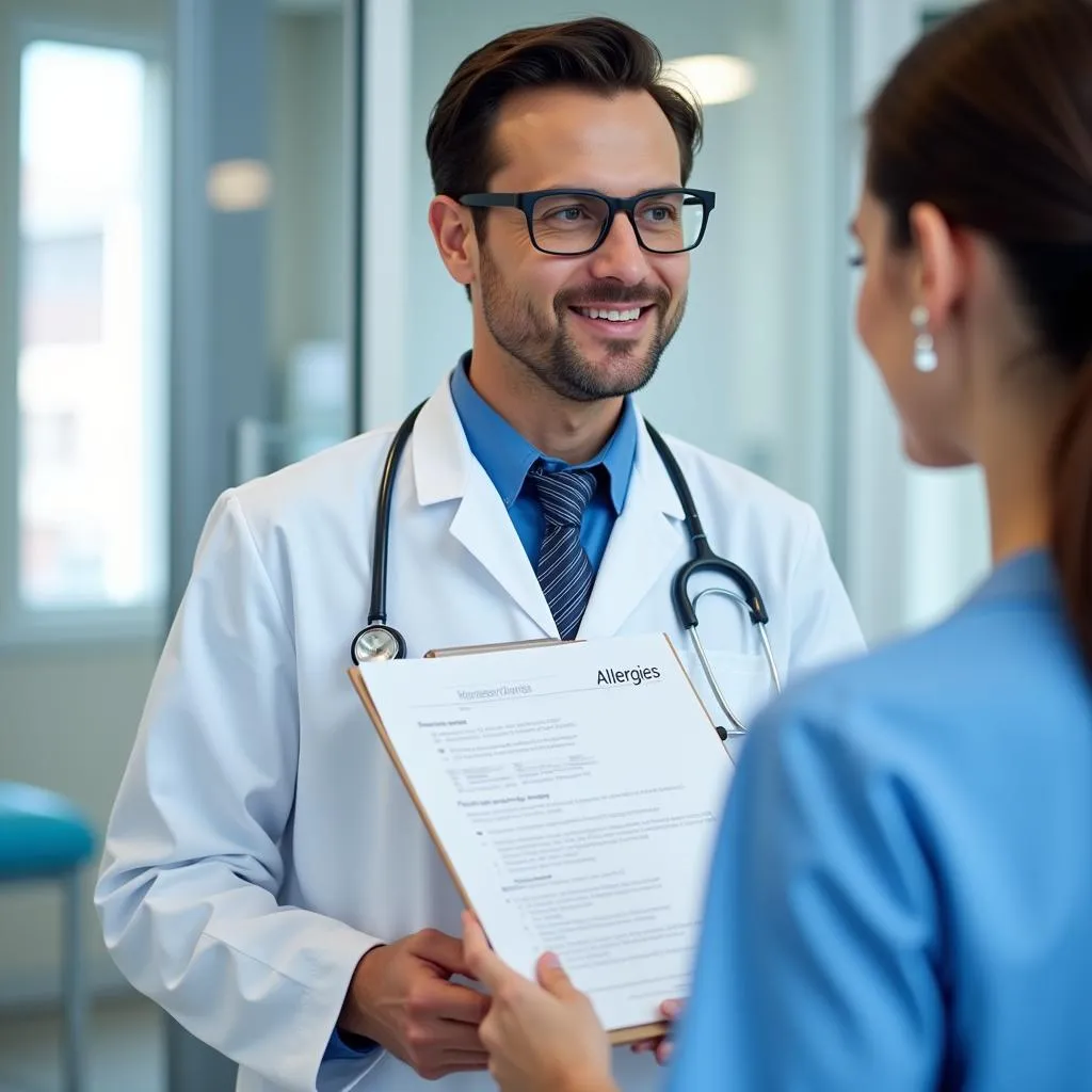 Doctor reviewing patient's allergy information