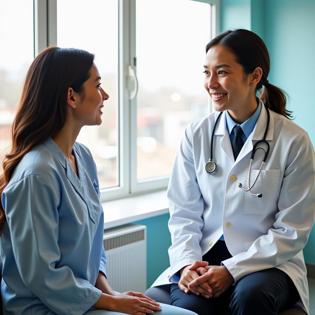 Doctor Consulting Patient in Hospital Room