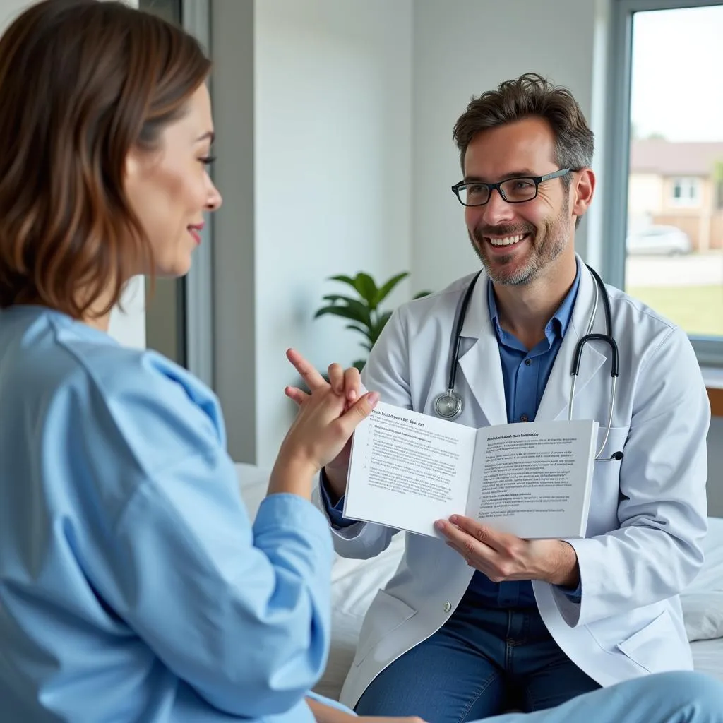 A doctor explains the hospital's camera policy to a patient, emphasizing transparency and informed consent.