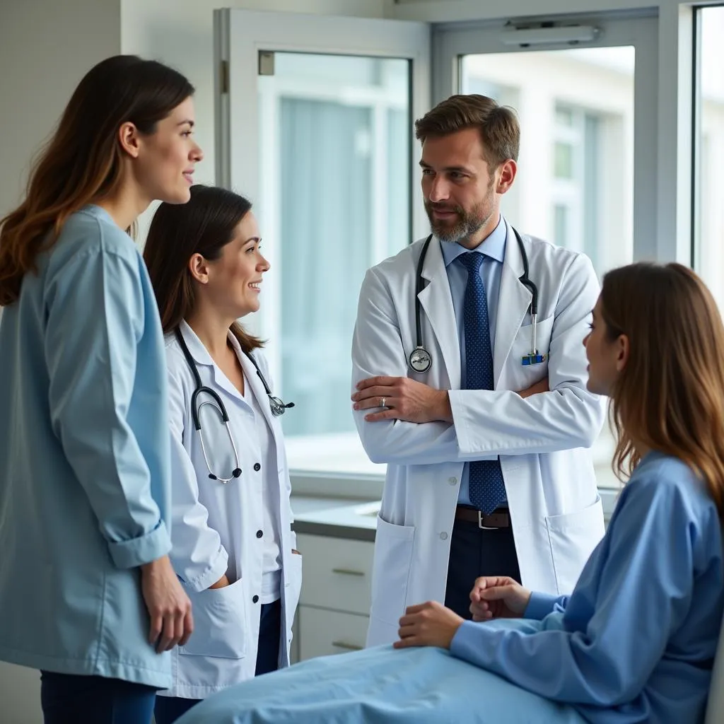 Doctor Explaining Post-Surgery Care to Patient and Family