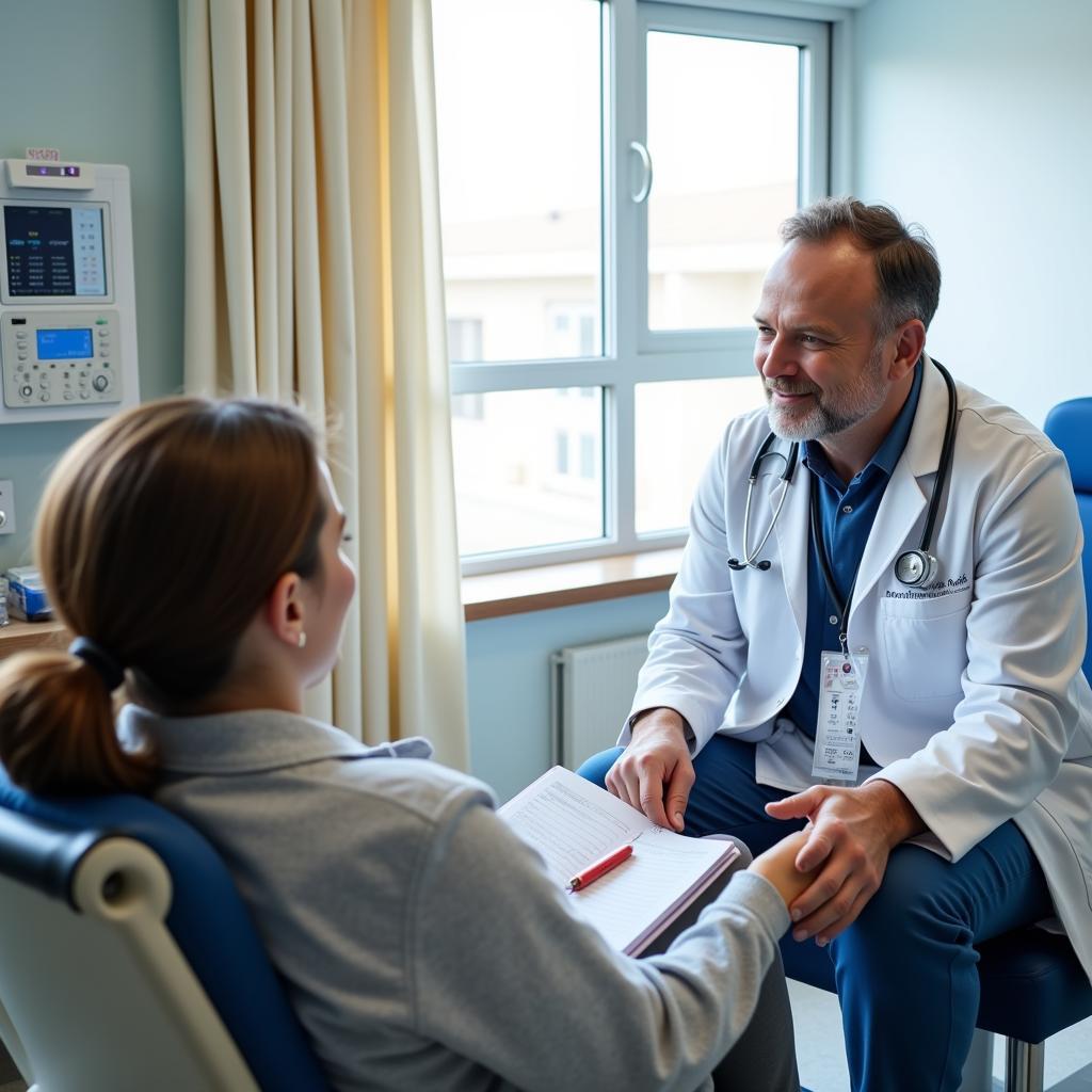 Doctor and Patient Consultation in Hospital Room