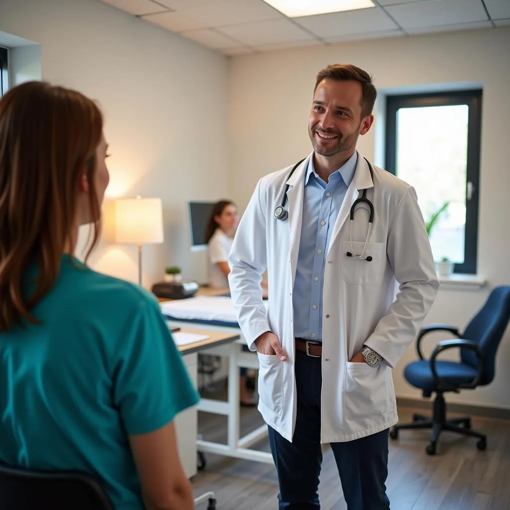 Doctor Patient Consultation in Bright Exam Room