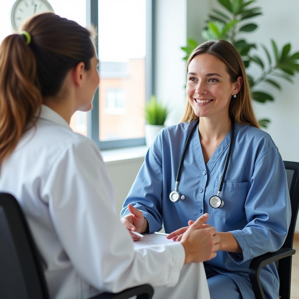 Doctor and patient in consultation, highlighting the benefits of efficient scheduling