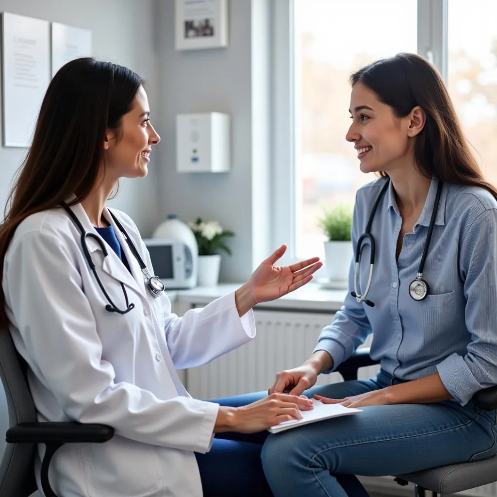 Doctor in Consultation with Patient in Exam Room