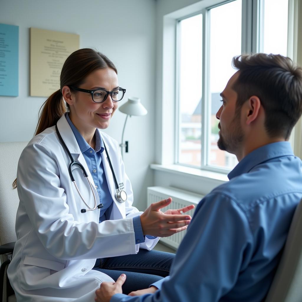 Doctor and Patient Consultation in a Modern Hospital Room