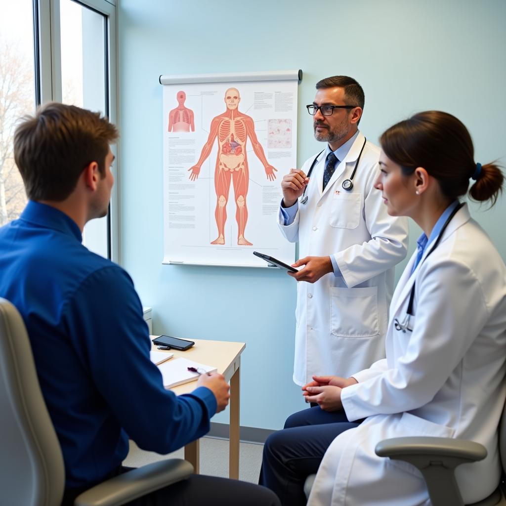 Doctor explaining a complex medical diagnosis to a patient, emphasizing the importance of accurate and timely diagnosis.