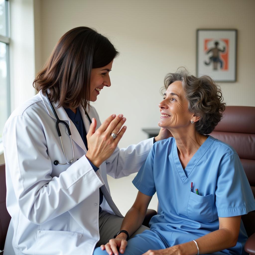 Doctor and patient sharing a laugh