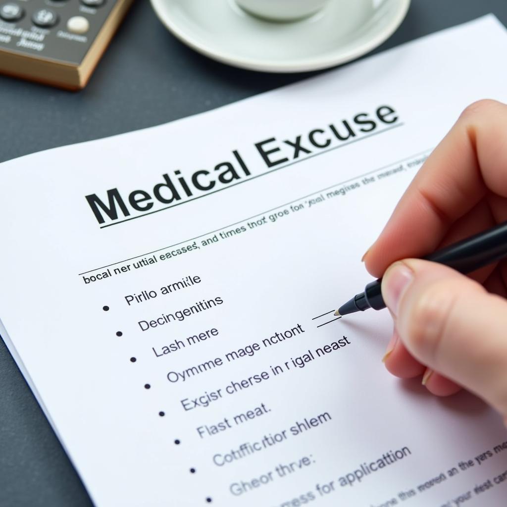 Doctor Completing a Medical Excuse Form