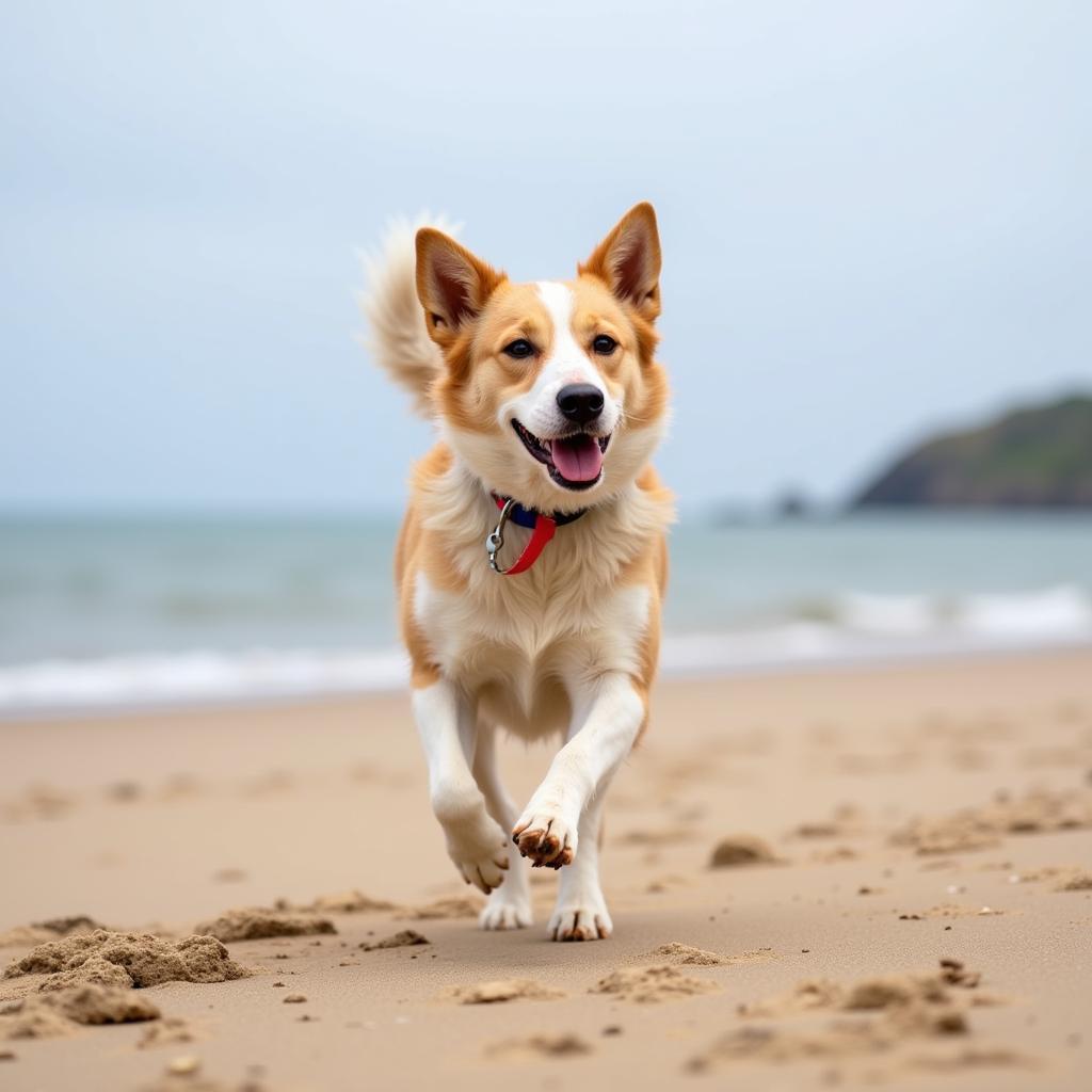 Dog Playing on Buxton Beach