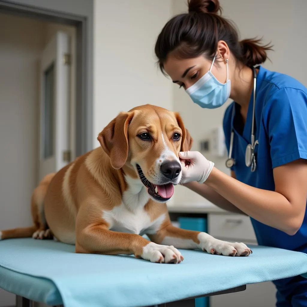 Professional Dog Teeth Cleaning at Veterinary Clinic