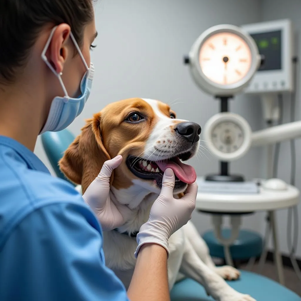  Dog Receiving Dental Care in Manteca Vet Hospital 