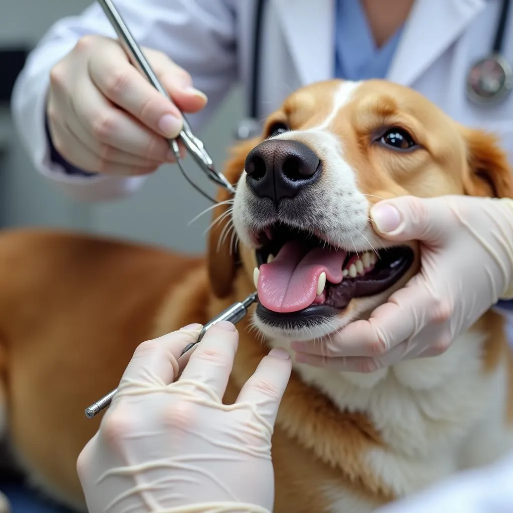 Veterinary dental cleaning for a canine patient