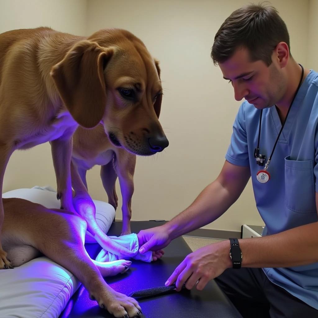 Dog Receiving Laser Therapy