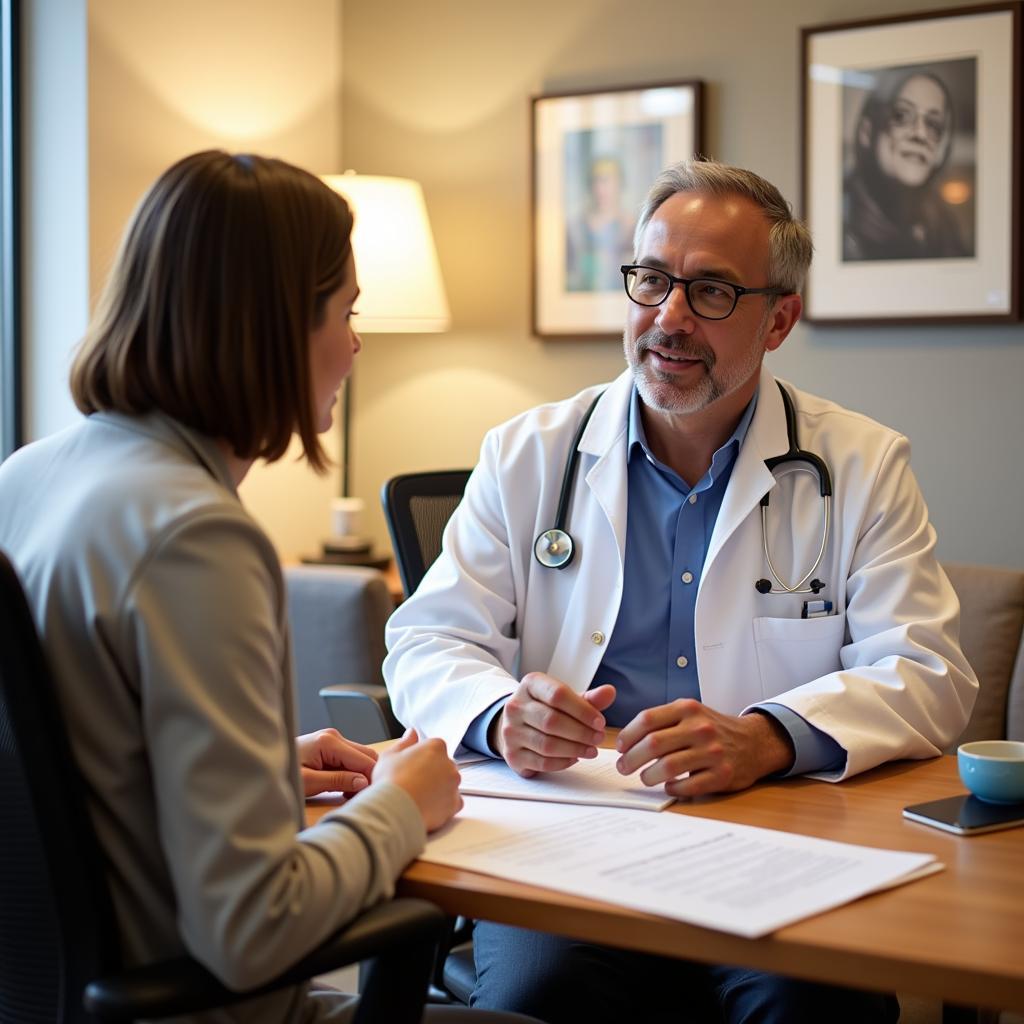 Dr. Ripepi and a patient discussing a treatment plan at St. Clair Hospital