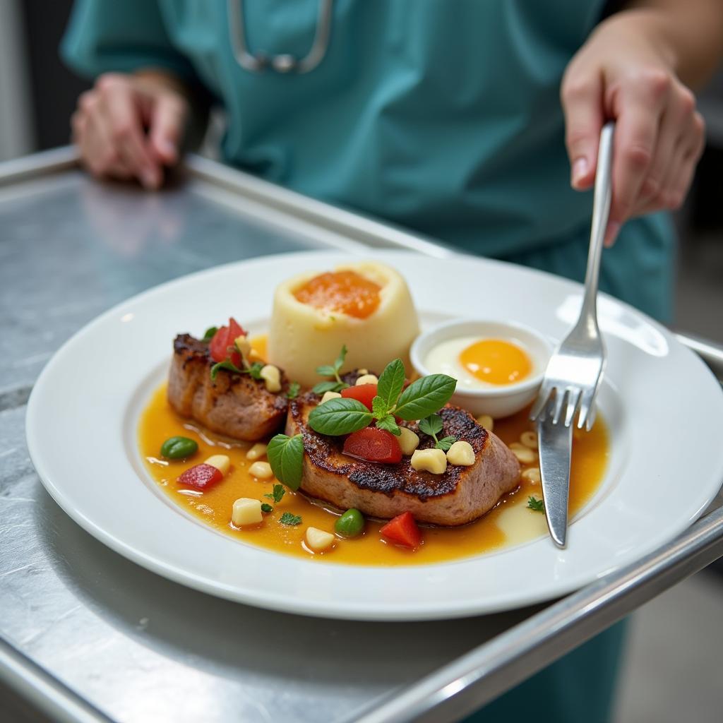 Gourmet Meal Served on a Hospital Tray