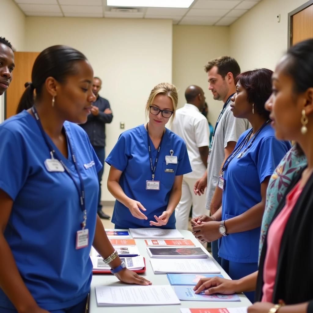 Hospital staff participating in a community health fair