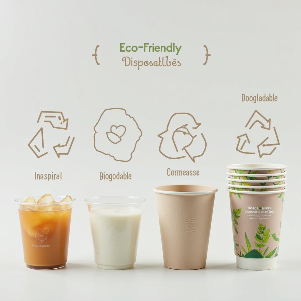 Assortment of eco-friendly disposable cups