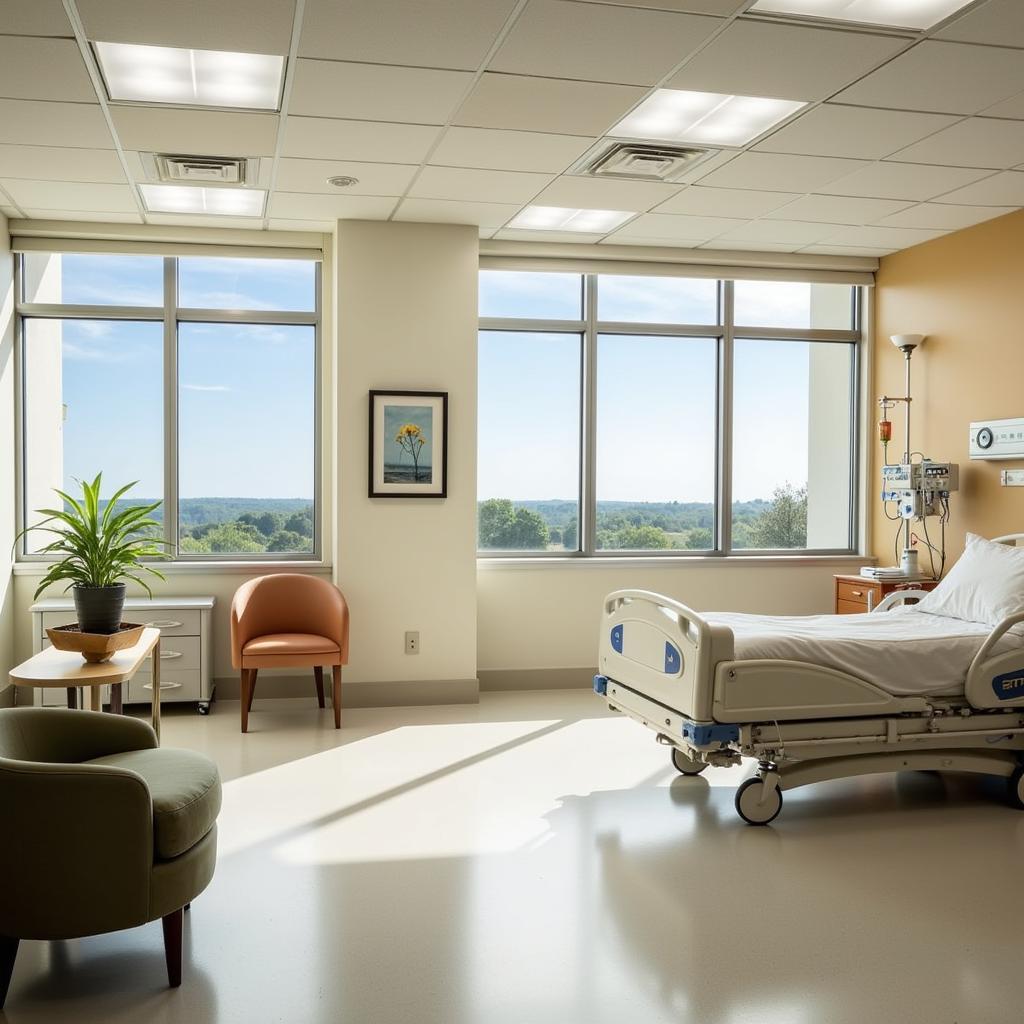 Comfortable and modern patient room with natural light