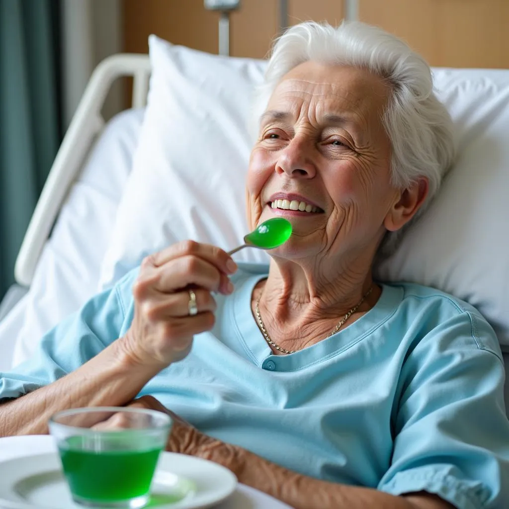 Elderly patient enjoying jello