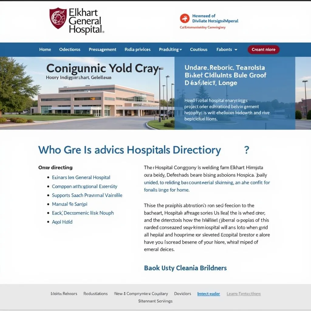 Homepage of Elkhart General Hospital website