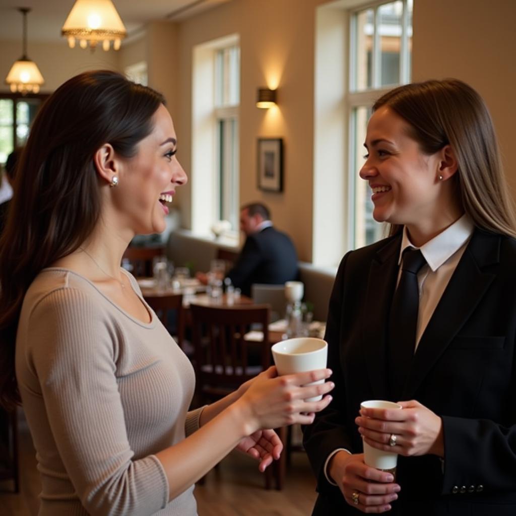 Hotel Staff Engaging in Warm Interaction with Guest