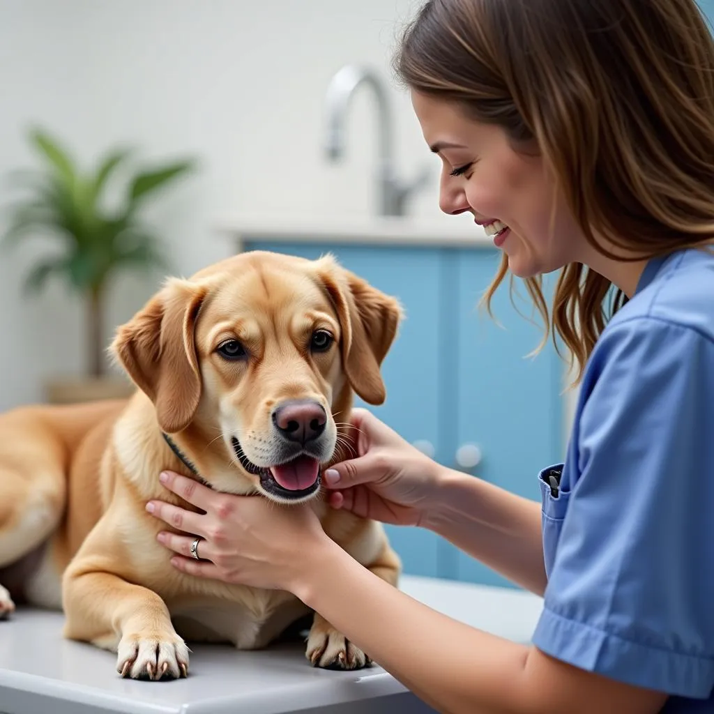  Veterinarian Examining Dog